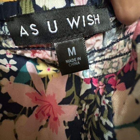 As U Wish Women's Sleeveless Tie On Shoulder Short Mini Dress Summer Floral Sz M - Picture 2 of 16